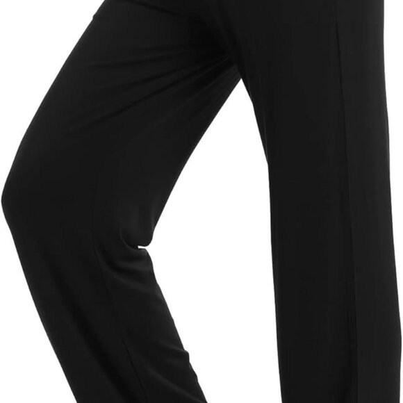 Women's Straight Leg Long Pants Elastic High Waist Drawstring Casual Trousers wi - Picture 2 of 6